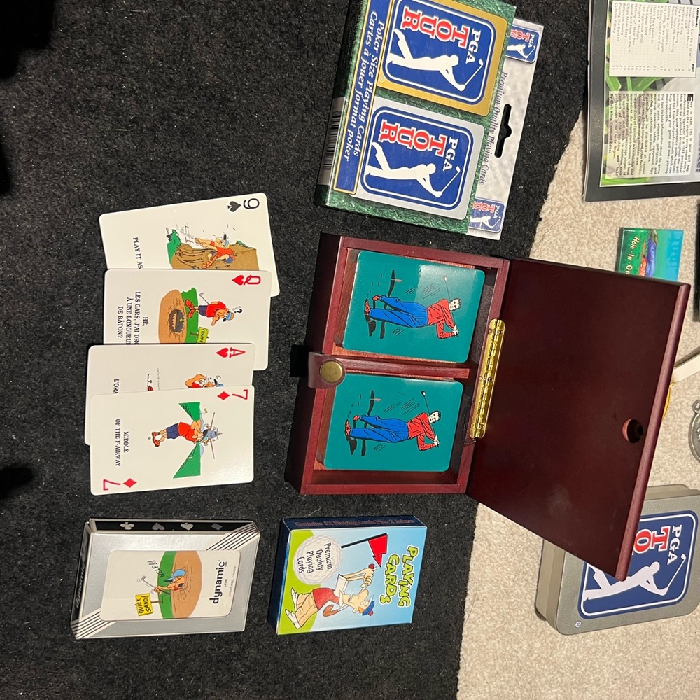 PGA Tour Golf Card Game Set with Wooden Case